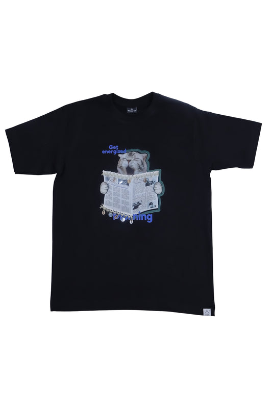 Energized Cat Black Graphic T-Shirt