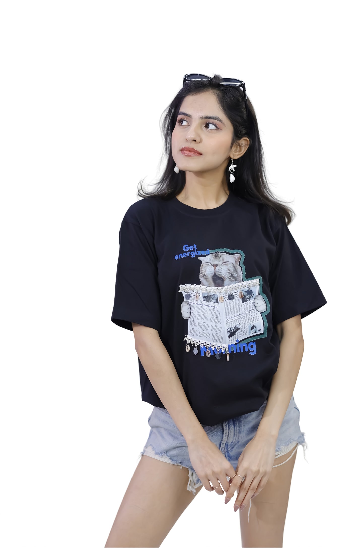 Energized Cat Black Graphic T-Shirt