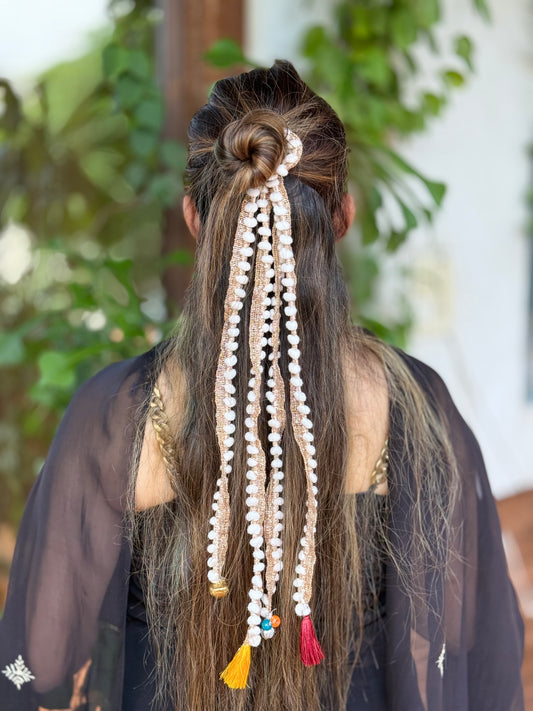 White Pom-Pom Tassel Hair Accessory
