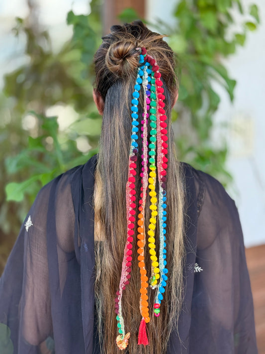 Rainbow Pom-Pom Tassel Hair Accessory