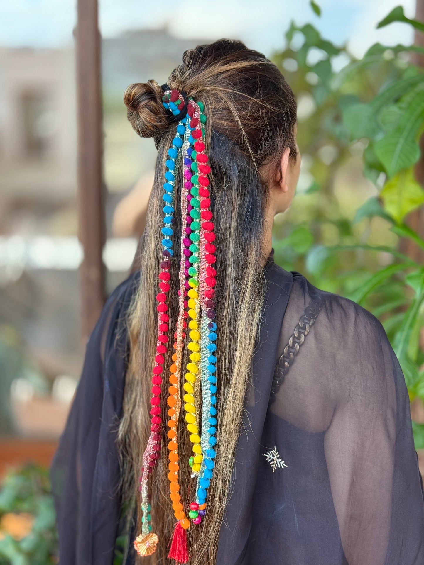 Rainbow Pom-Pom Tassel Hair Accessory