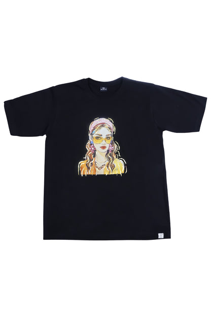 Stylish Girl Graphic Black T-Shirt