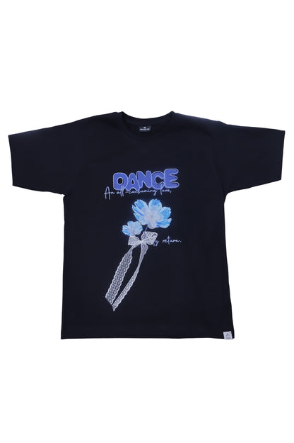 "DANCE" Floral & Lace Graphic T-shirt