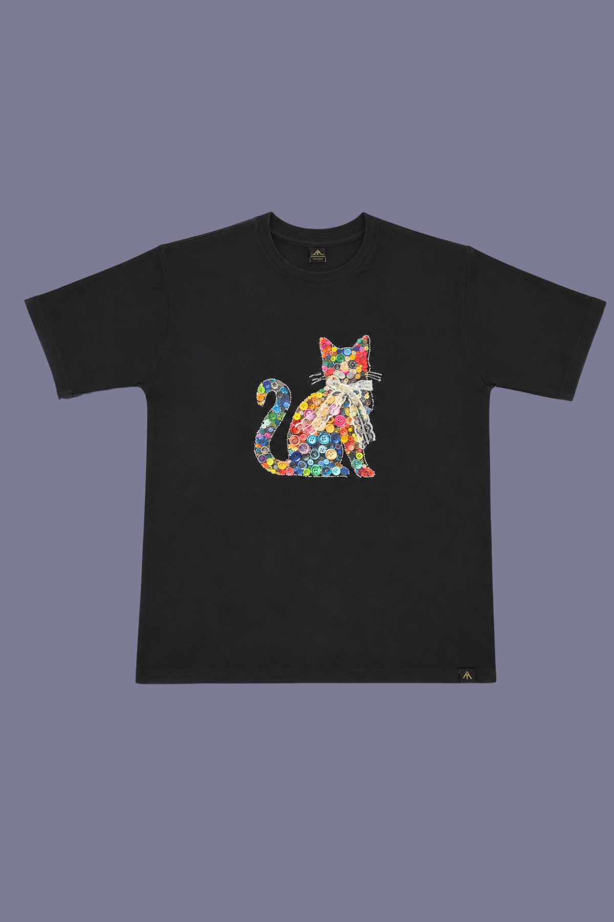 Button Art Cat Graphic Black 3D T-Shirt