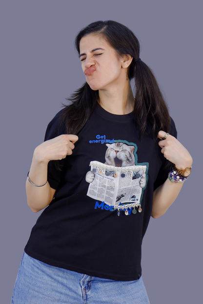 Lazy Cat Print T-Shirt