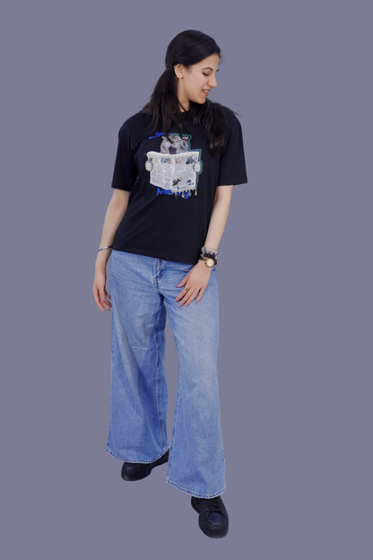 Lazy Cat Print T-Shirt