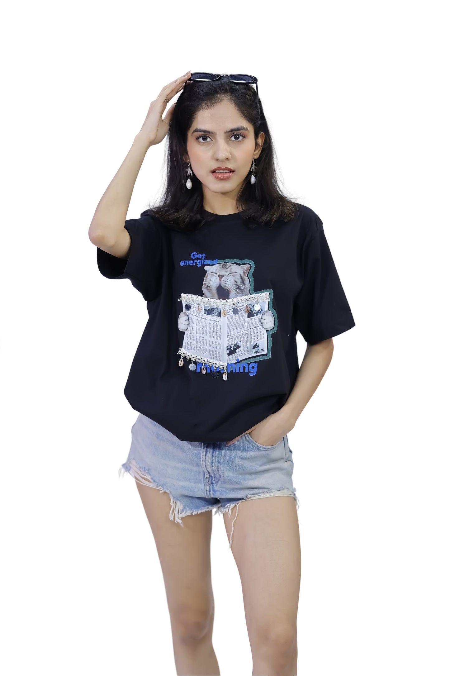 Energized Cat Black Graphic T-Shirt