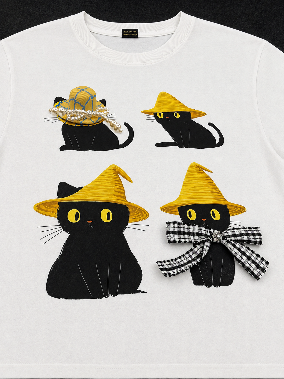 Whimsical Black Cats Graphic 3D T-Shirt
