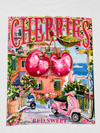 Cherry Vibes Graphic 3D T-Shirt white