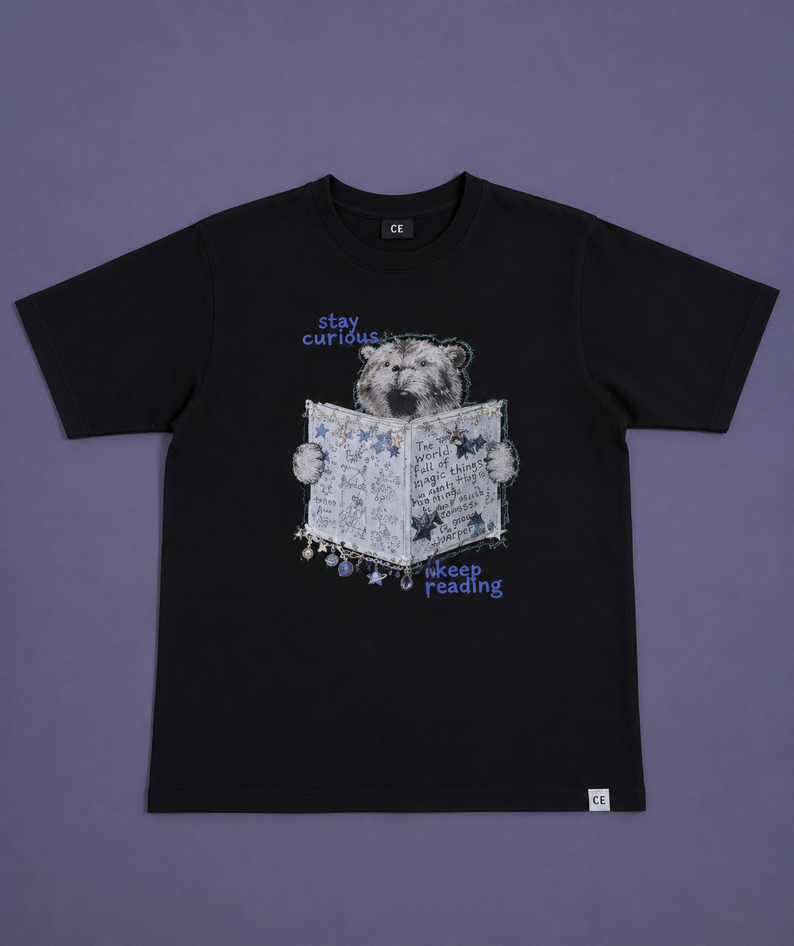Energized Cat Newspaper Graphic T-Shirt