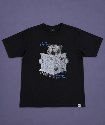 Energized Cat Newspaper Graphic T-Shirt
