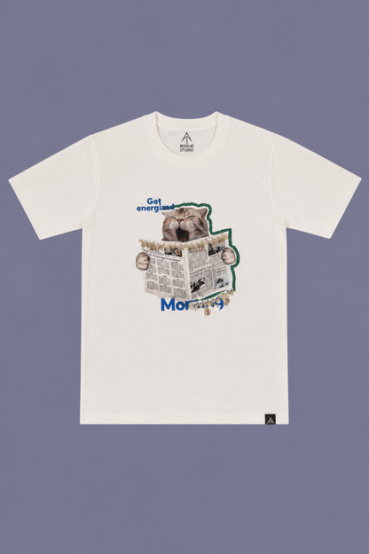 Lazy Cat Print T-Shirt