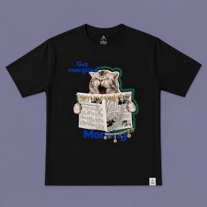Lazy Cat Print T-Shirt