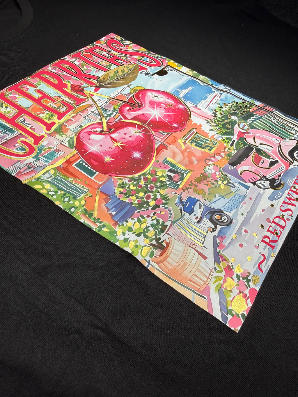 Cherry Vibes Graphic 3D T-Shirt white