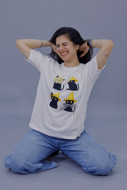 Whimsical Black Cats Graphic 3D T-Shirt