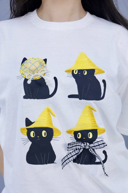 Whimsical Black Cats Graphic 3D T-Shirt