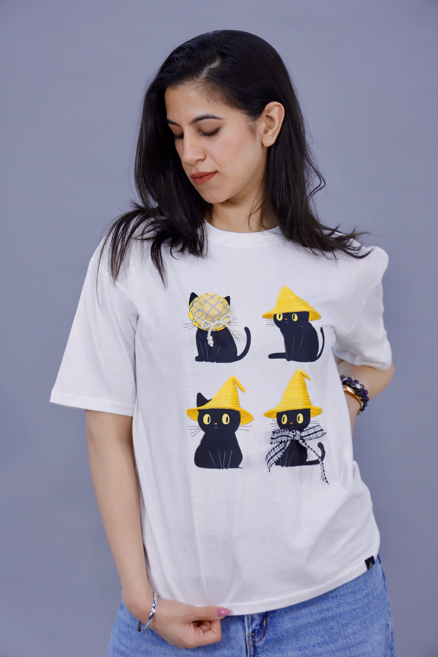 Whimsical Black Cats Graphic 3D T-Shirt