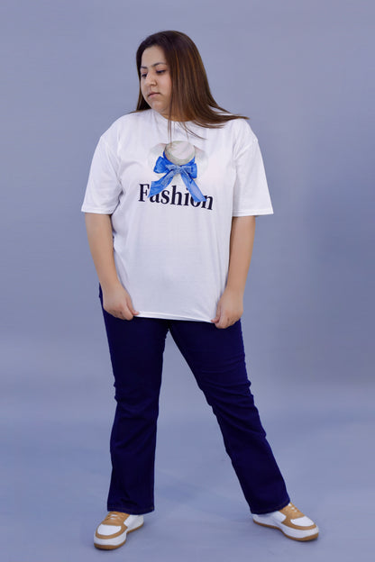 Blue Bow Fashion Graphic T-Shirt