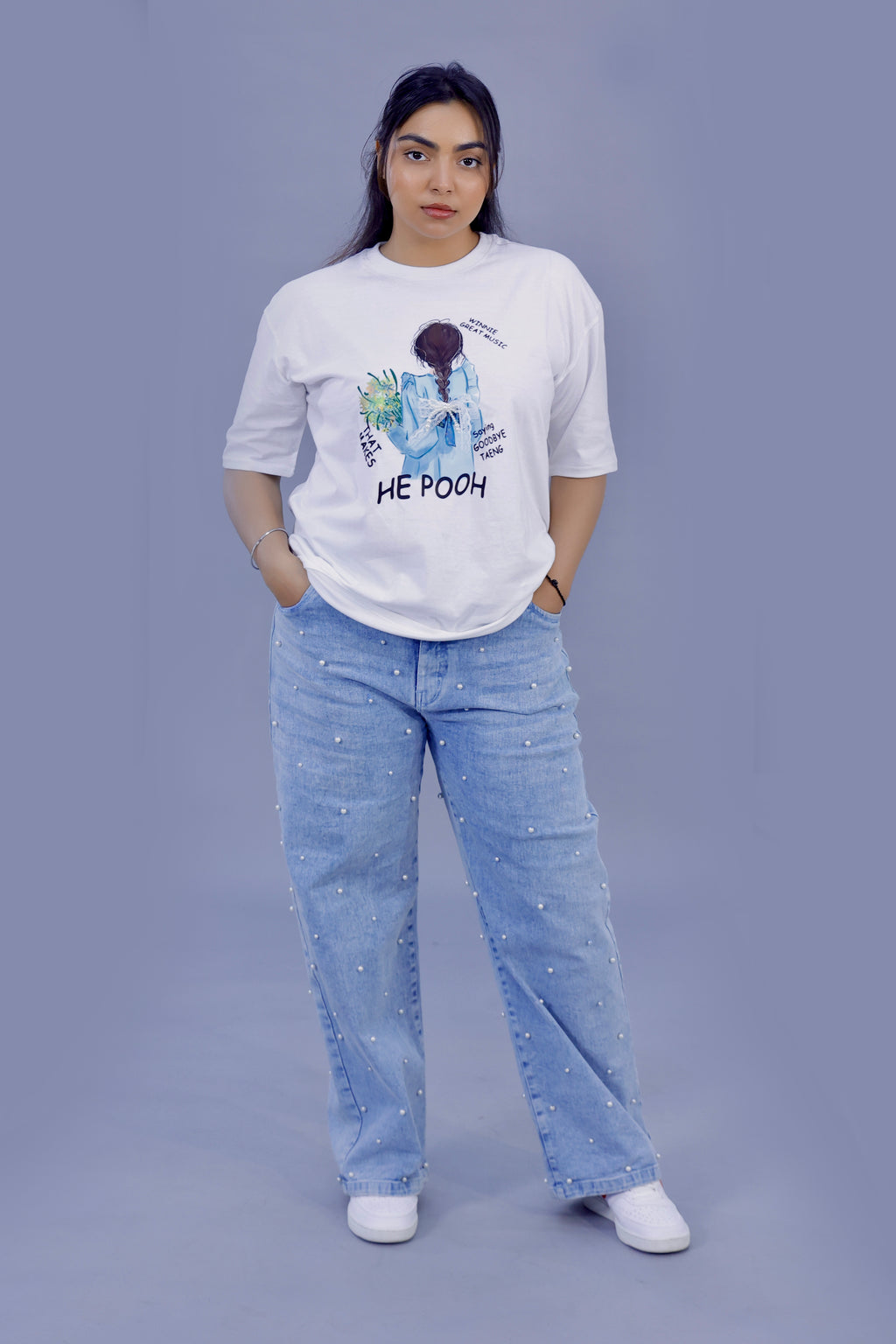 He Pooh Girl with Flowers T-Shirt