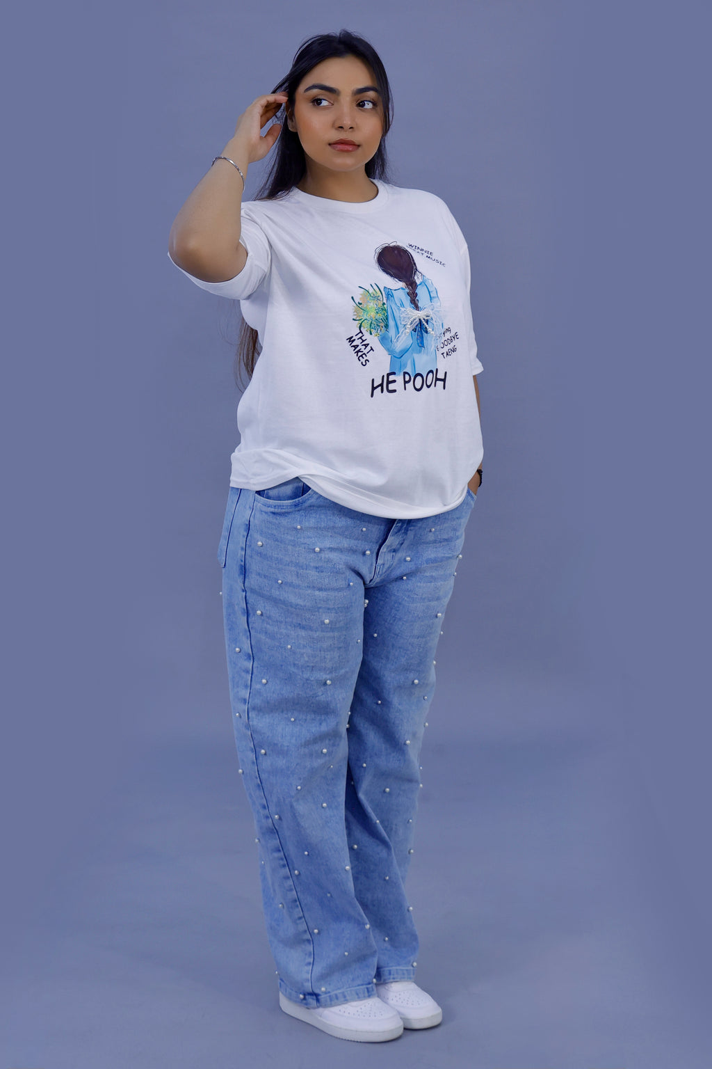 He Pooh Girl with Flowers T-Shirt