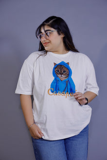 Blue Hoodie Cat Graphic 3D T-Shirt