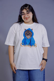 Blue Hoodie Cat Graphic 3D T-Shirt