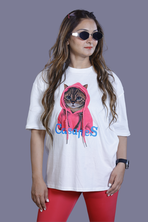 Casapes Cat Hoodie Tee White