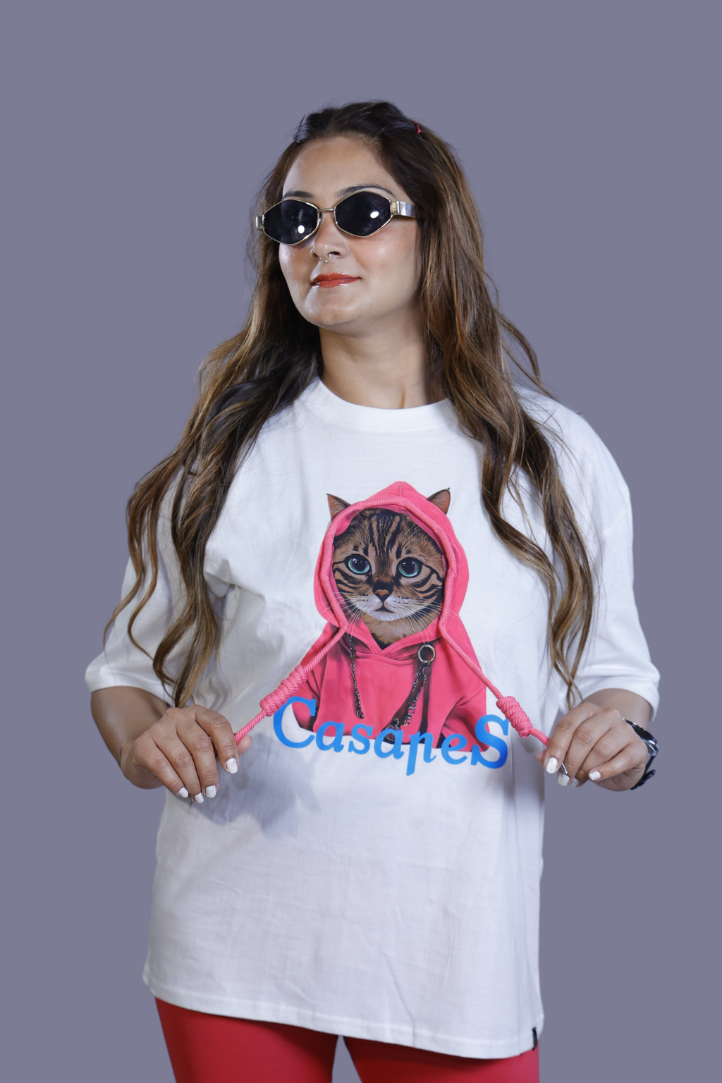 Casapes Cat Hoodie Tee White