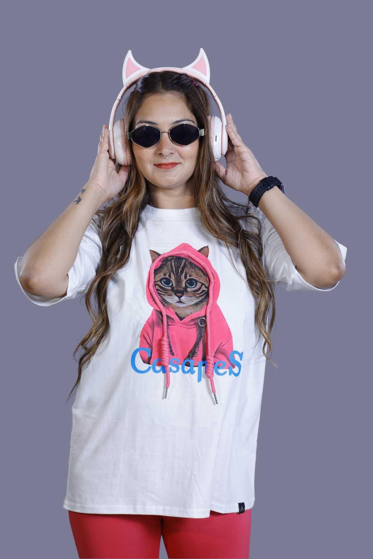 Casapes Cat Hoodie Tee White