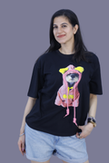 Puppy Hoodie Print 3D T-Shirt Black
