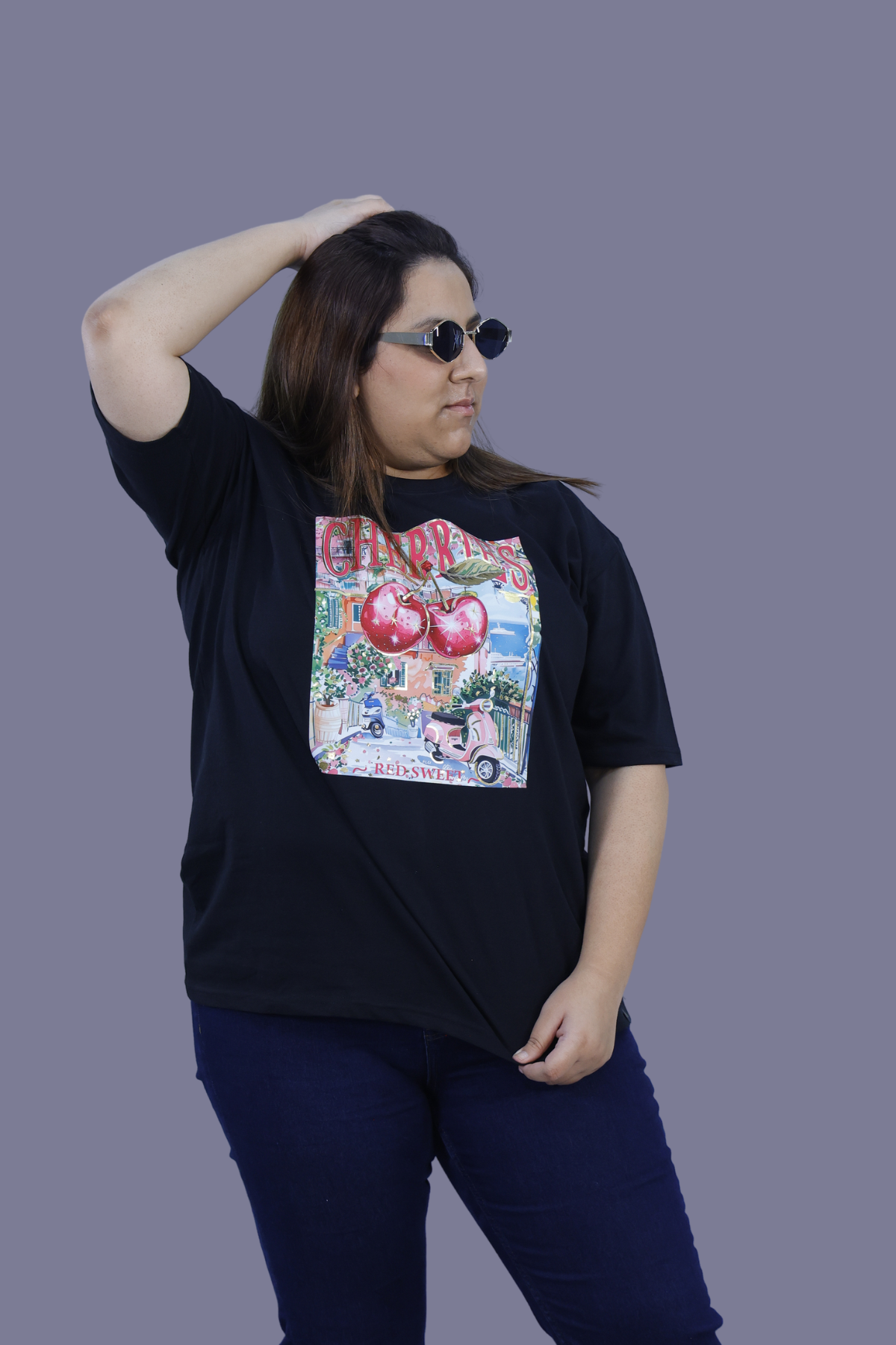 Cherry Vibes Graphic 3D T-Shirt white