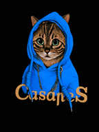 Blue Hoodie Cat Graphic 3D T-Shirt white