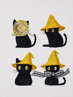 Whimsical Black Cats Graphic 3D T-Shirt