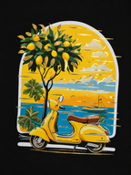 Sunset Scooter Graphic 3D T-Shirt
